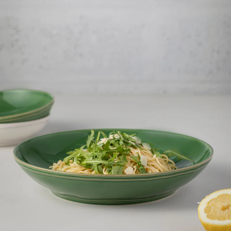 
Plat à pâtes et de service fait main « Fontana » - Vert Forêt