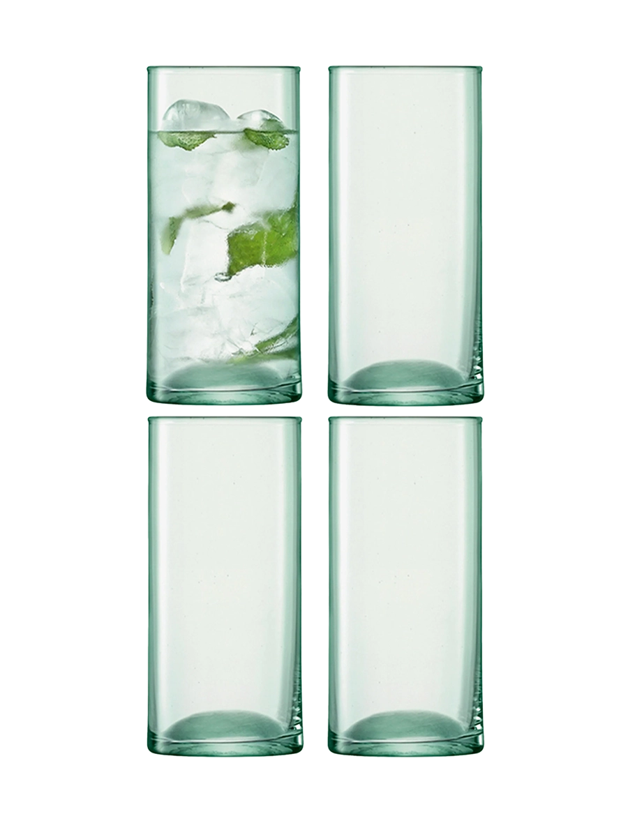 
Hand-blown "Canopy" highball glasses made from recycled glass, 350 ml, set of 4