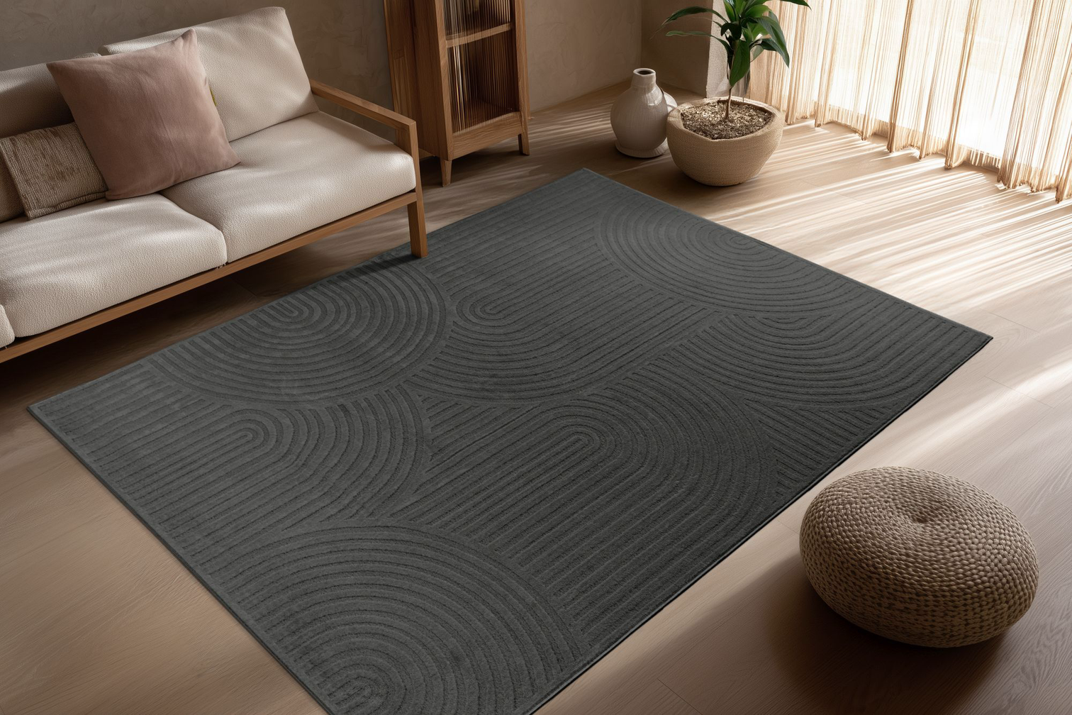 
"Gala 300" Designer Rug - Dark Grey - 80 x 150 cm