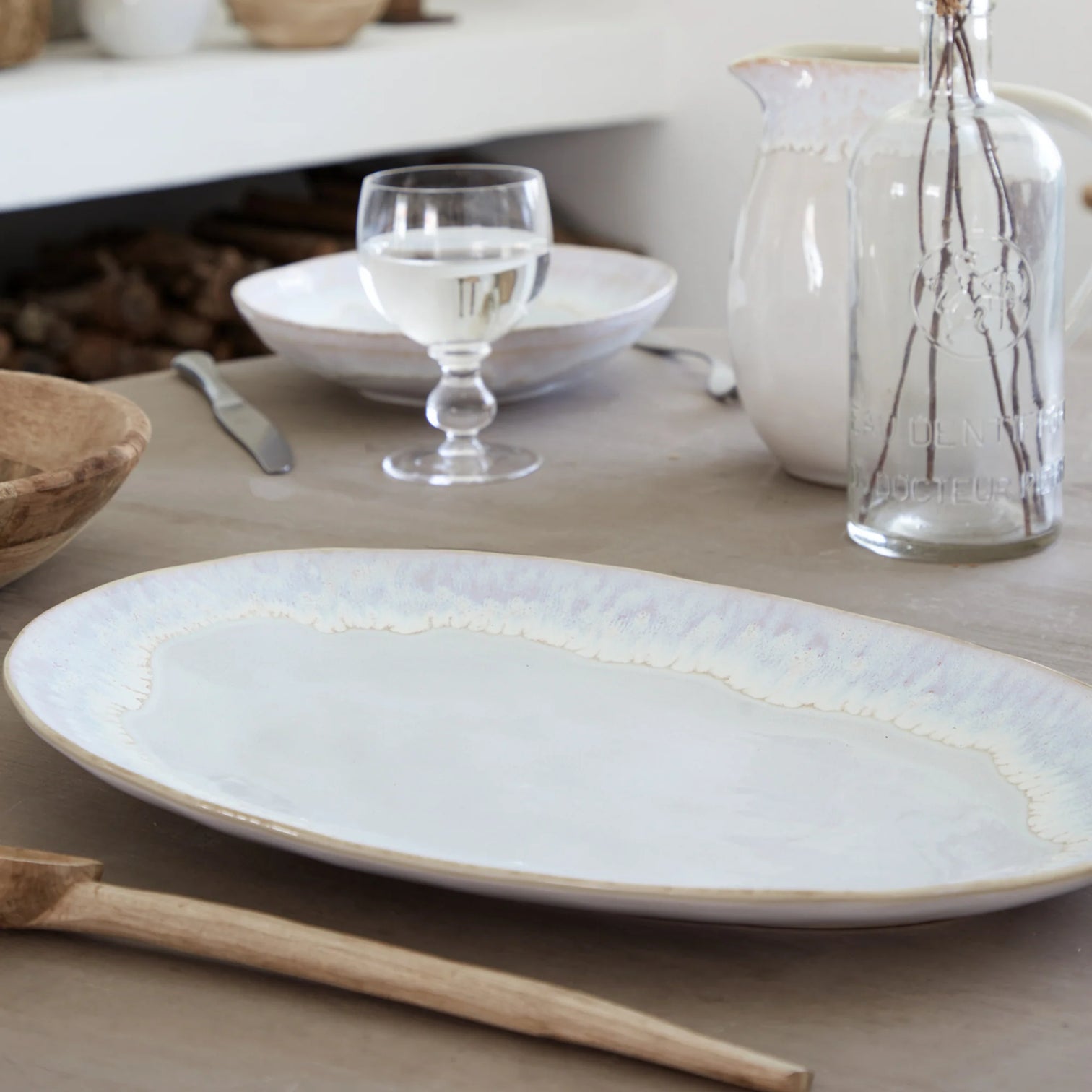 
Large, oval serving platter "Brisa", handmade - Salt