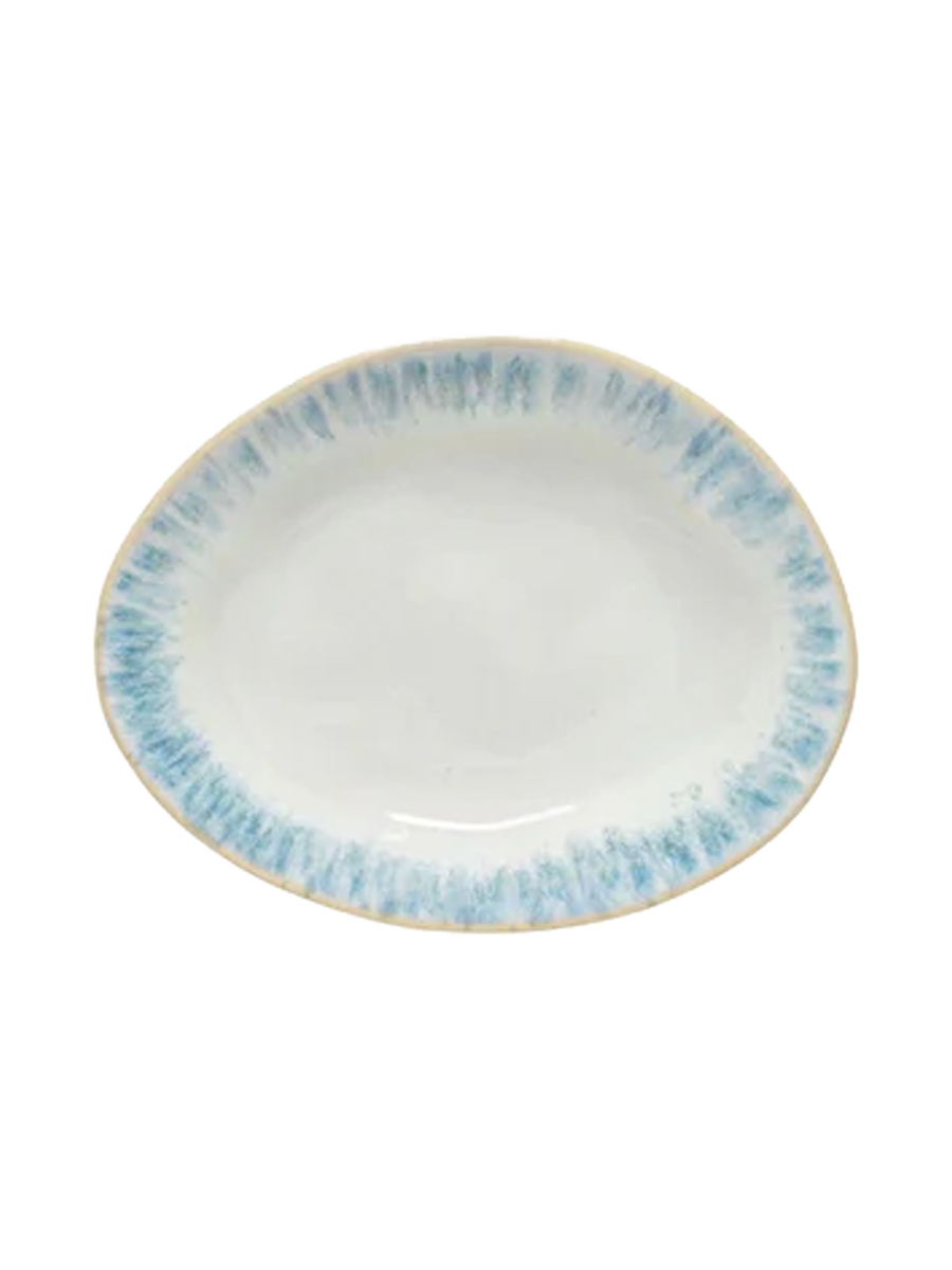 
Handmade Oval Bread Plate "Brisa" - Blue