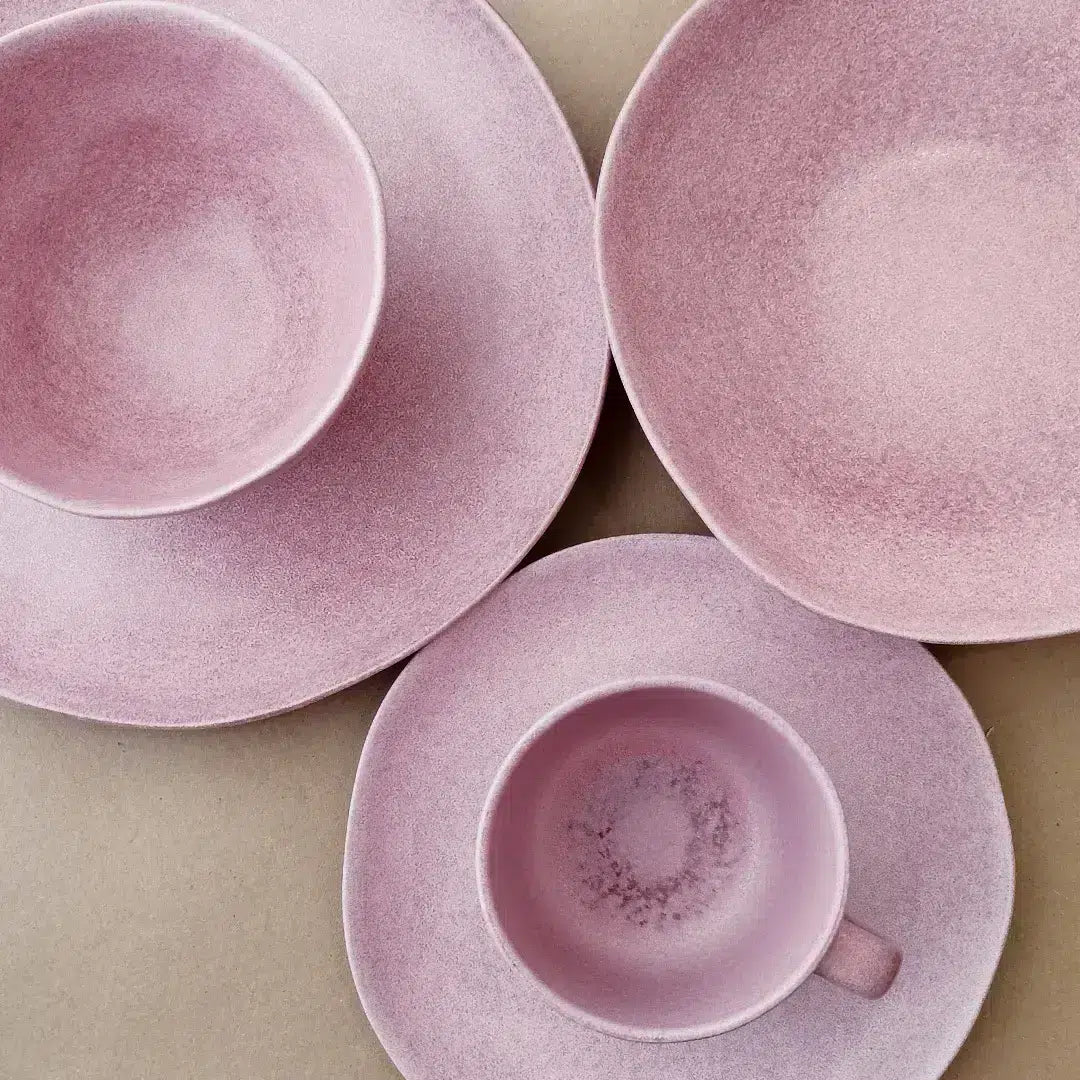 
Assiettes creuses et à pâtes artisanales « Livia » - Mauve rose