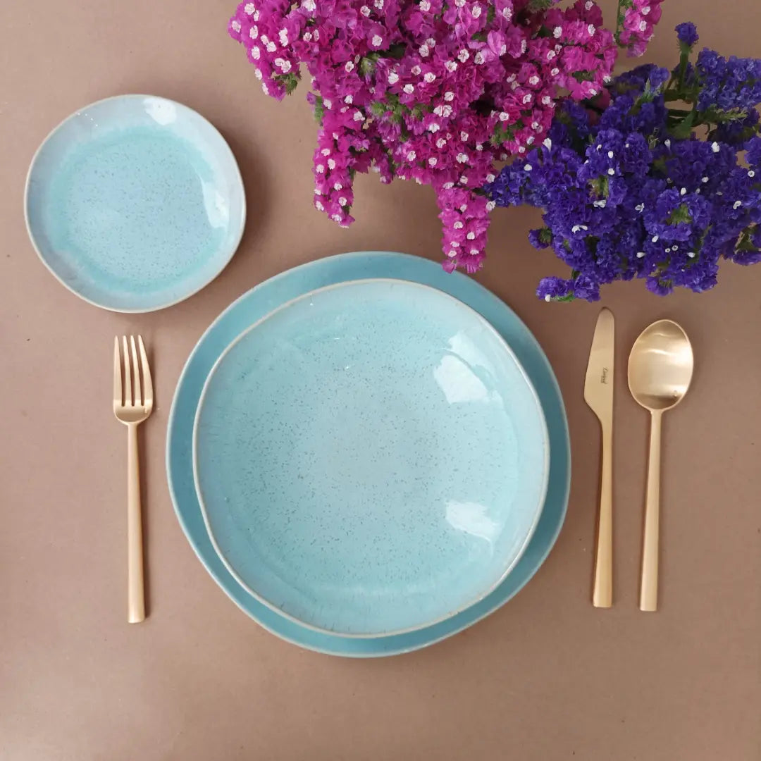 
Assiette à soupe et à pâtes artisanale « Eivissa » - Bleu Mer