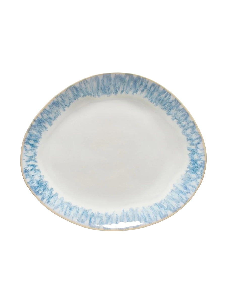 
Handcrafted Oval Dinner Plate "Brisa" - Blue