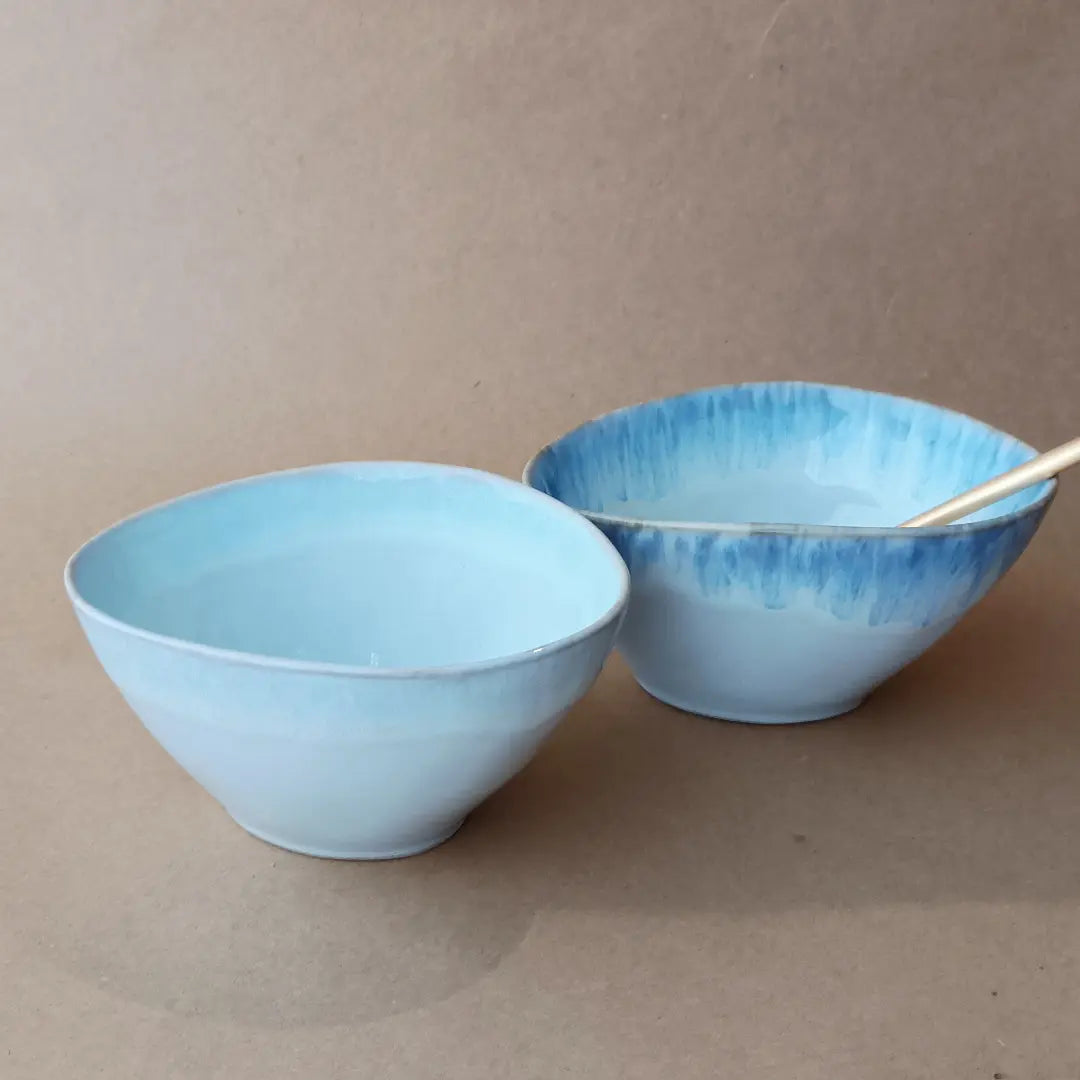 
Handmade Dip & Butter Dish "Brisa" - Blue / 15.5 x 12 cm, 450 ml