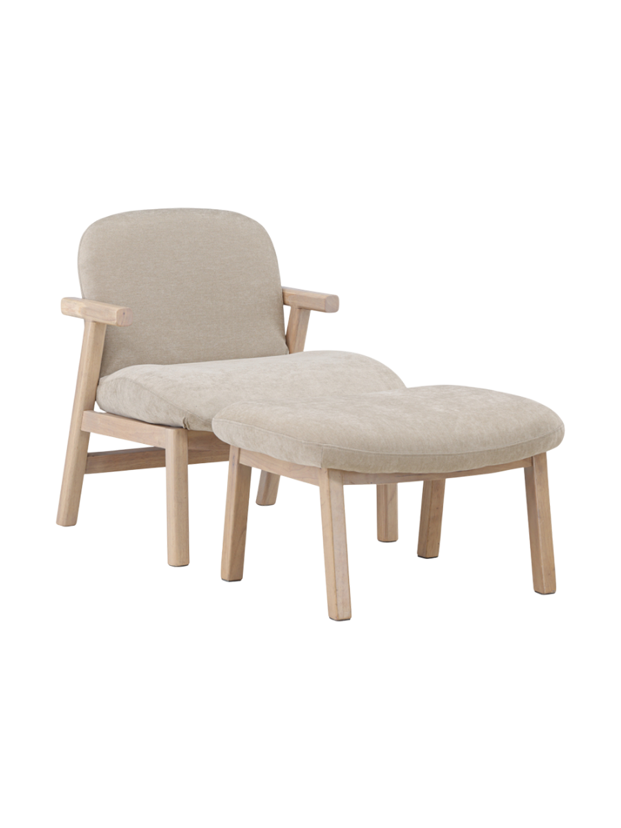 
Fauteuil design en bois massif « Bonn » avec repose-pieds