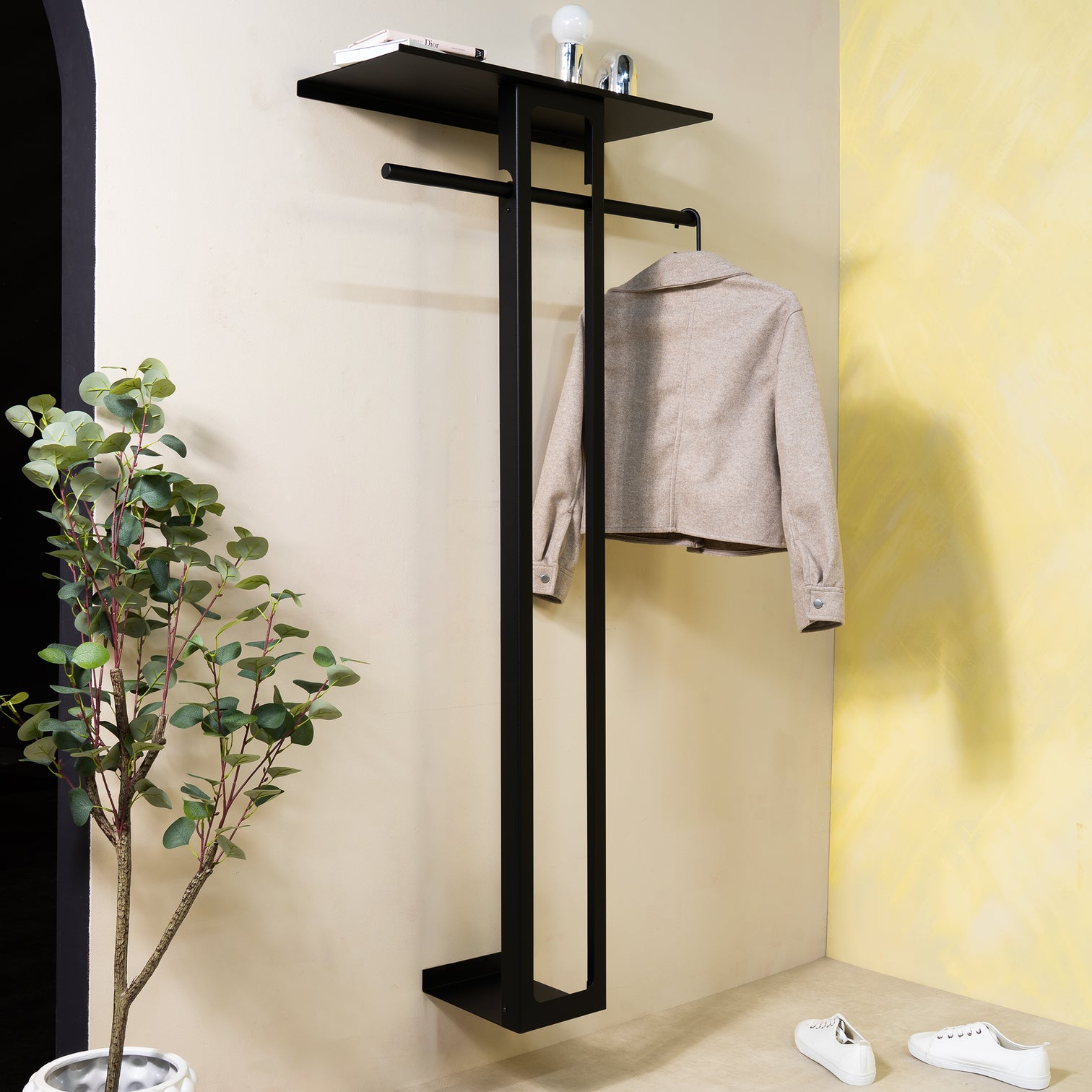 
Designer Wall Coat Rack "Luno Large 70" - Black