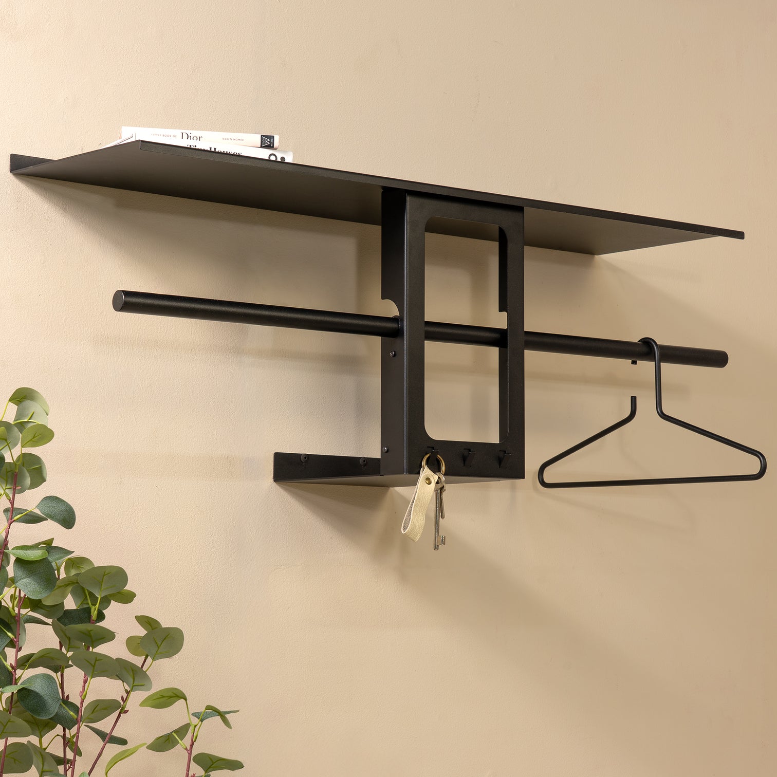 
Designer wall coat rack "Luno Small 100" - Black