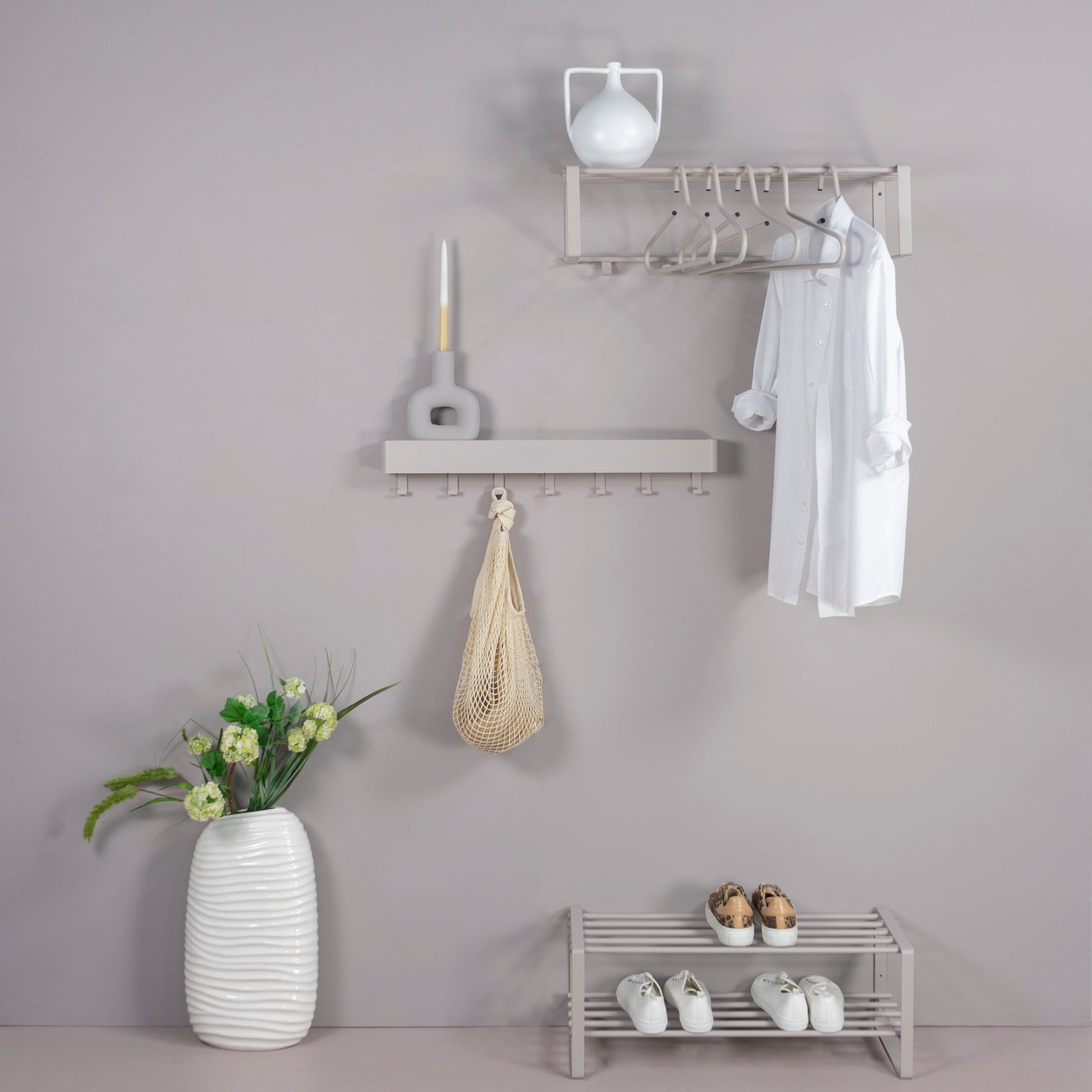 
Porte-manteau mural design « Rex 2 » - Taupe soyeux