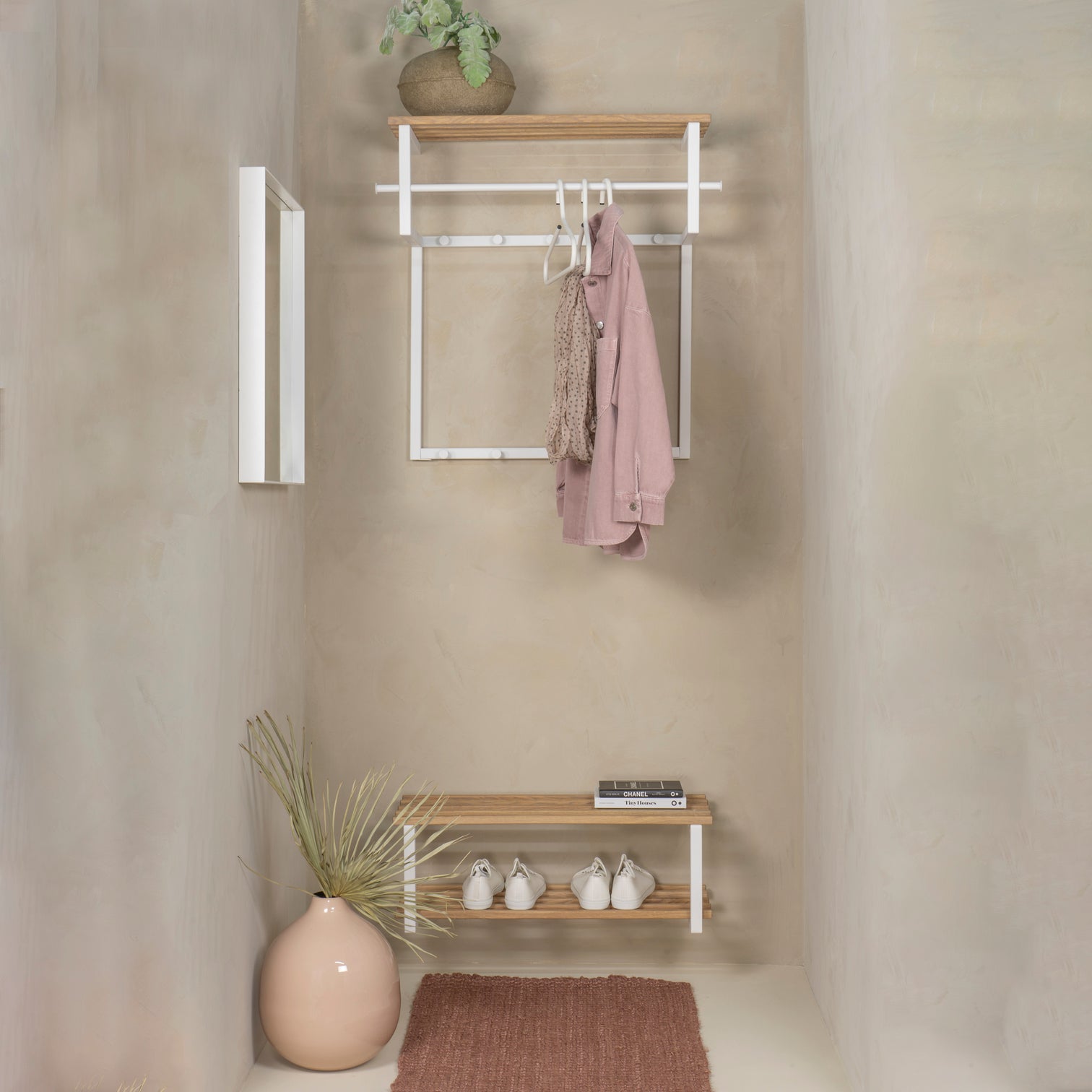 
Porte-manteau mural design « Rizzoli » - Blanc/Chêne naturel