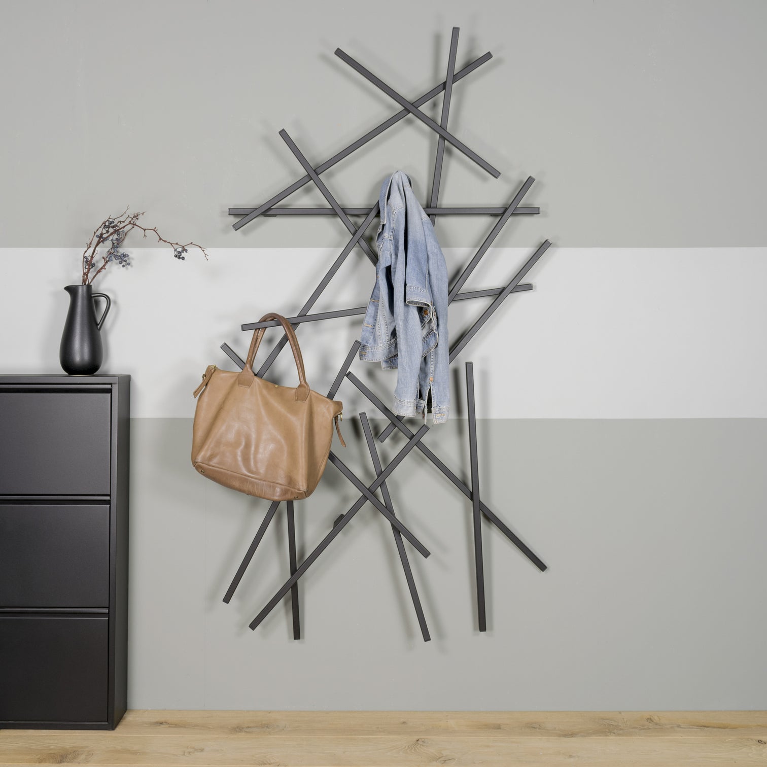 
Designer Wall Coat Rack "Matches Large" - Black