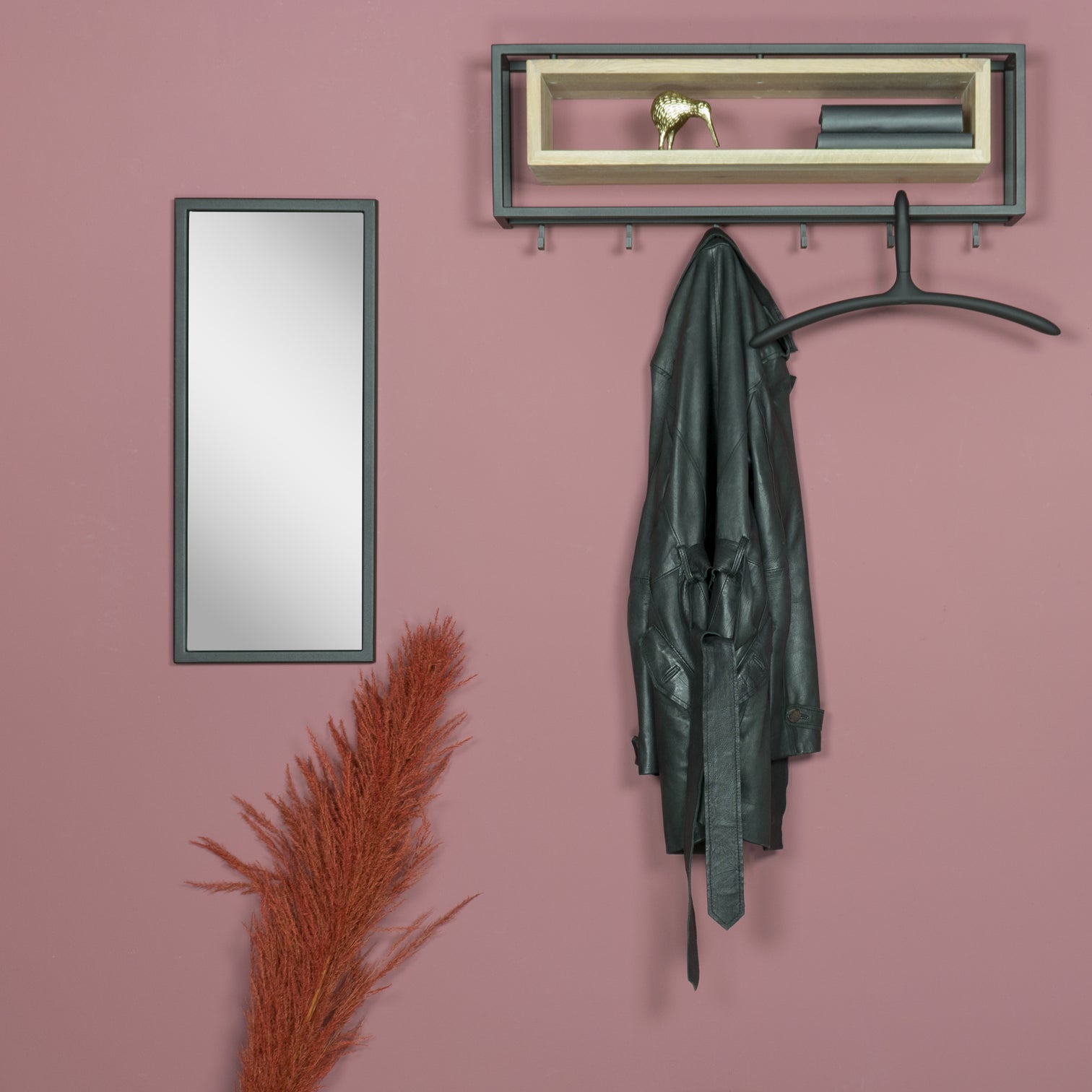 
Portemanteau mural design "School 80" - Noir/Chêne
