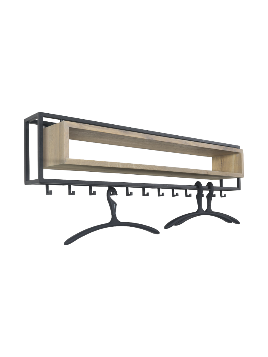 
Designer Wall Coat Rack "School 120" - Black/Oak Nature