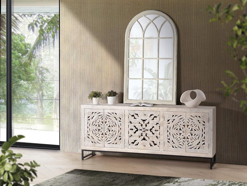 
Sideboard artisanal massif « Mykonos », 4 portes