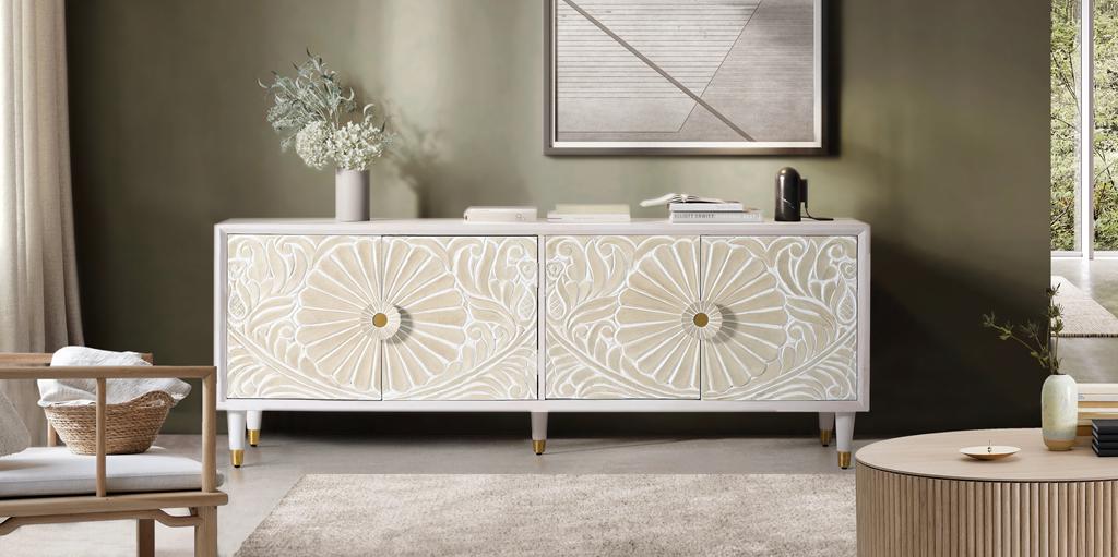 
Credenza bassa massiccia artigianale «Bali», 170 x 66 cm