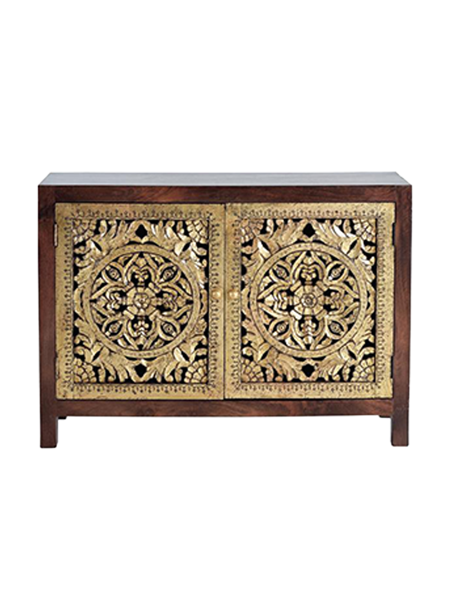 
Buffet haut 2 portes en bois massif sculpté à la main « Kiama »