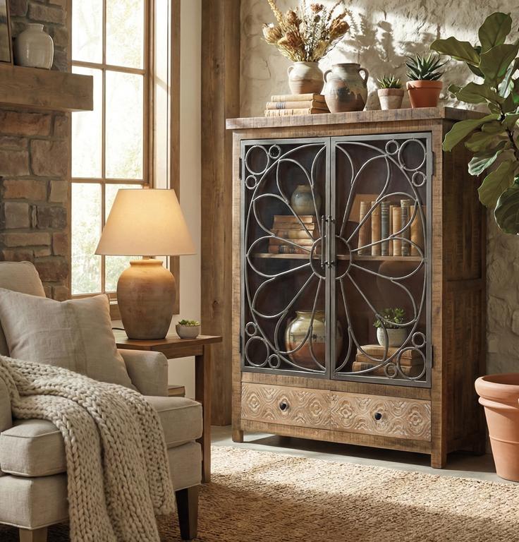 
Massives Highboard / Vitrine „Broome“