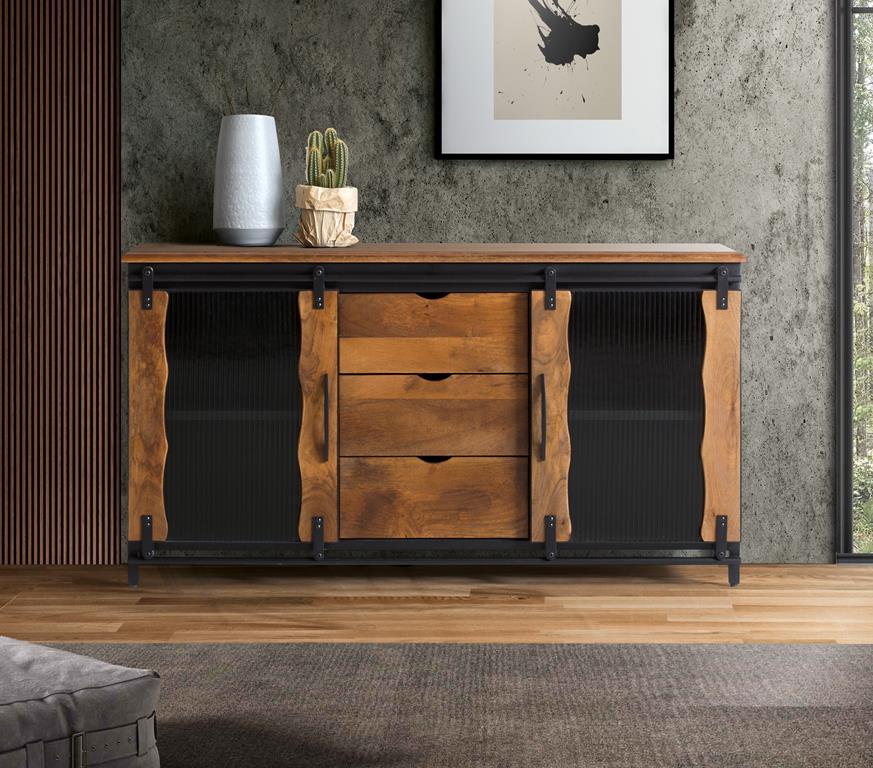 
Credenza “Zanzibar II” in stile industriale con ante scorrevoli