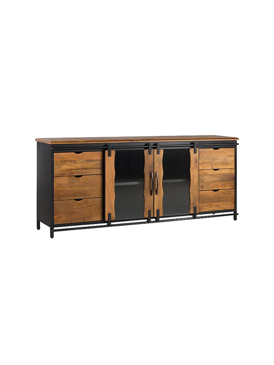 
Credenza “Zanzibar” in stile industriale con ante scorrevoli