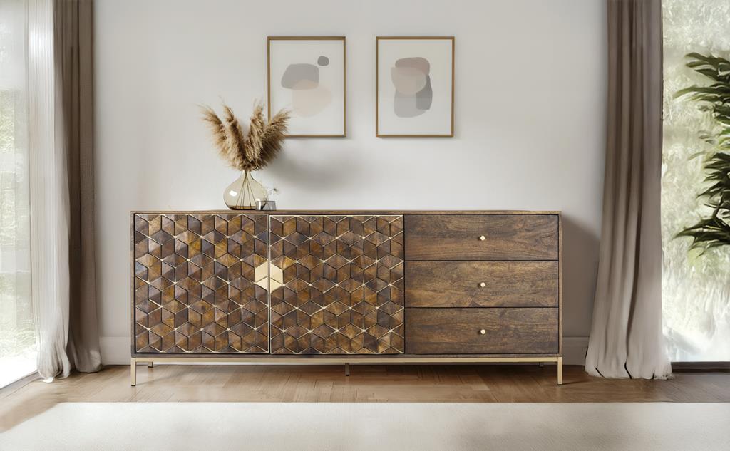
Bahut massif design « Bora Bora » 2 portes, 190 x 77 cm