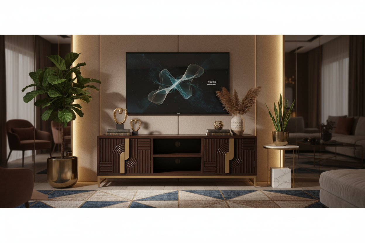 
Lowboard massif « Arco » avec effet 3D