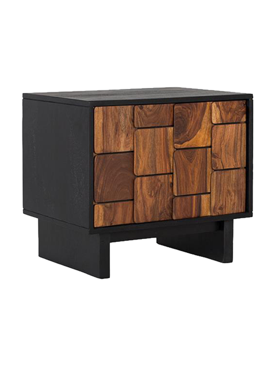 
Solid bedside table "Udaipur" with 3D effect
