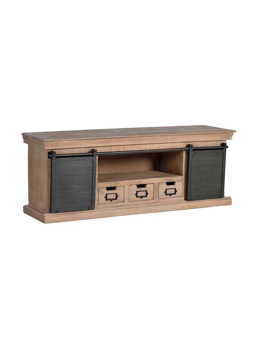 
Meuble TV « Tyson » au design industriel - 155 x 55 x 40 cm