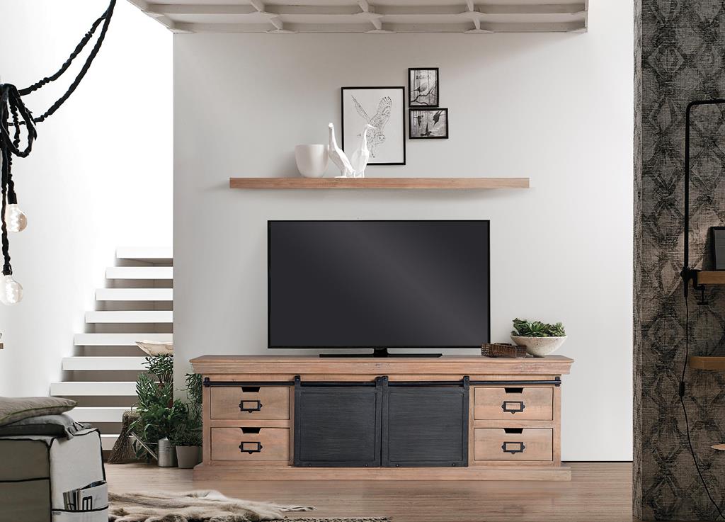 
Meuble TV « Tyson » au design industriel - 170 x 55 x 40 cm