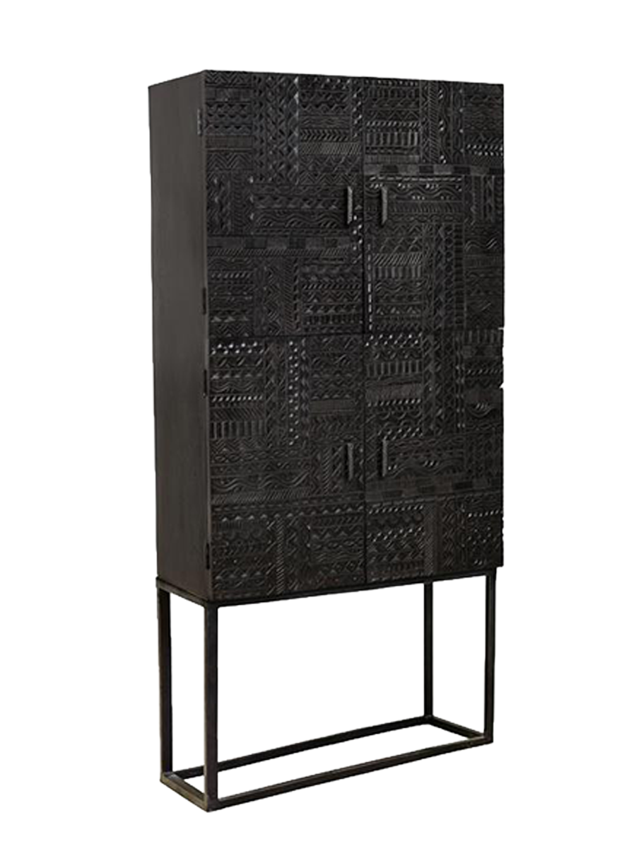 
Highboard/vitrine massif « Jeroglifico » - 4 portes - 176 x 90 cm