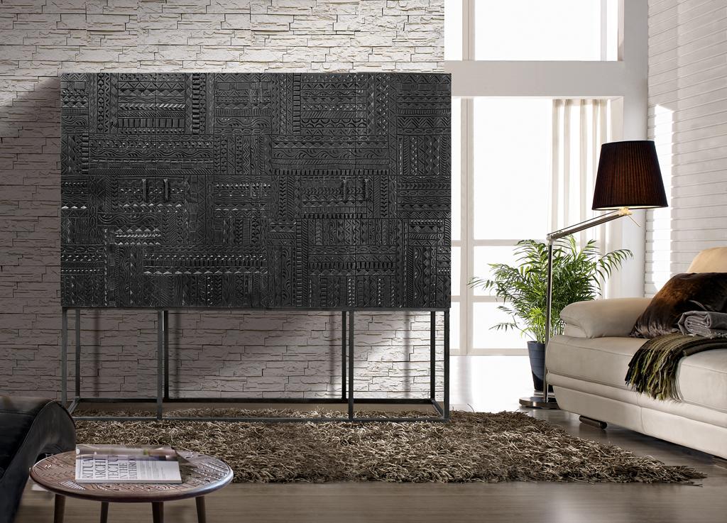 
Massiver Design Vitrinenschrank „Jeroglifico“, 4-türig - 160 x 180 cm