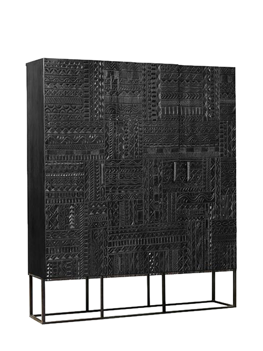 
Highboard/vitrine massif « Jeroglifico » - 3 portes - 135 x 120 cm