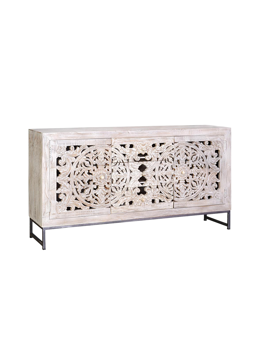 
Sideboard massif « Mykonos » fait main, 2 portes