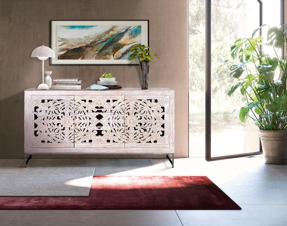
Sideboard massif « Mykonos » fait main, 2 portes