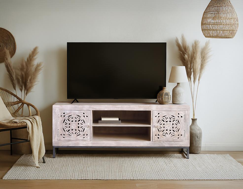 
Lowboard massif fait main « Mykonos » - 130 x 55 x 40 cm