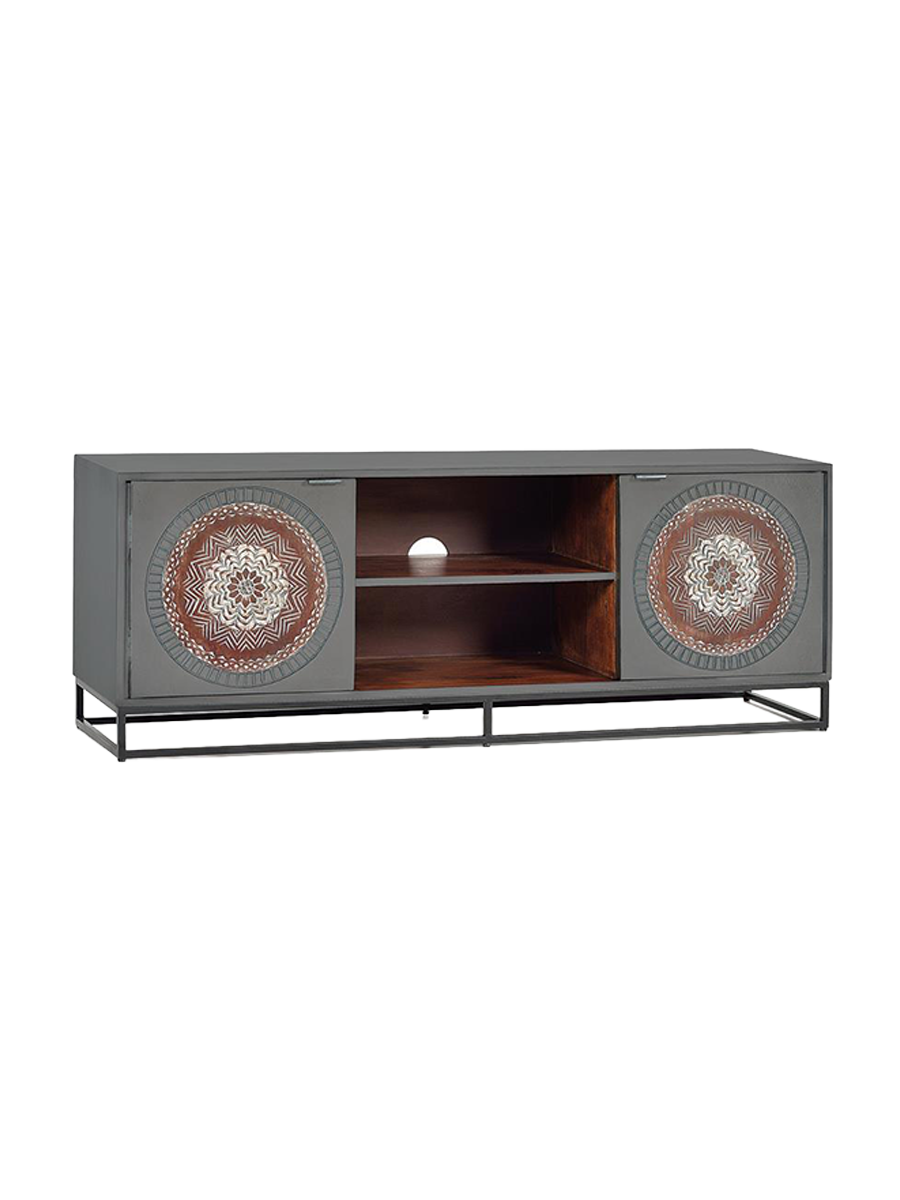 
Credenza bassa di design massiccia «Wood Mandala», 150 x 56 cm