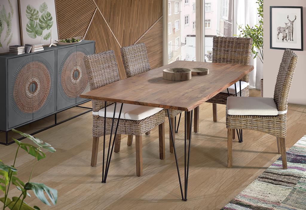 
Buffet bas massif « Wood Mandala », 4 portes