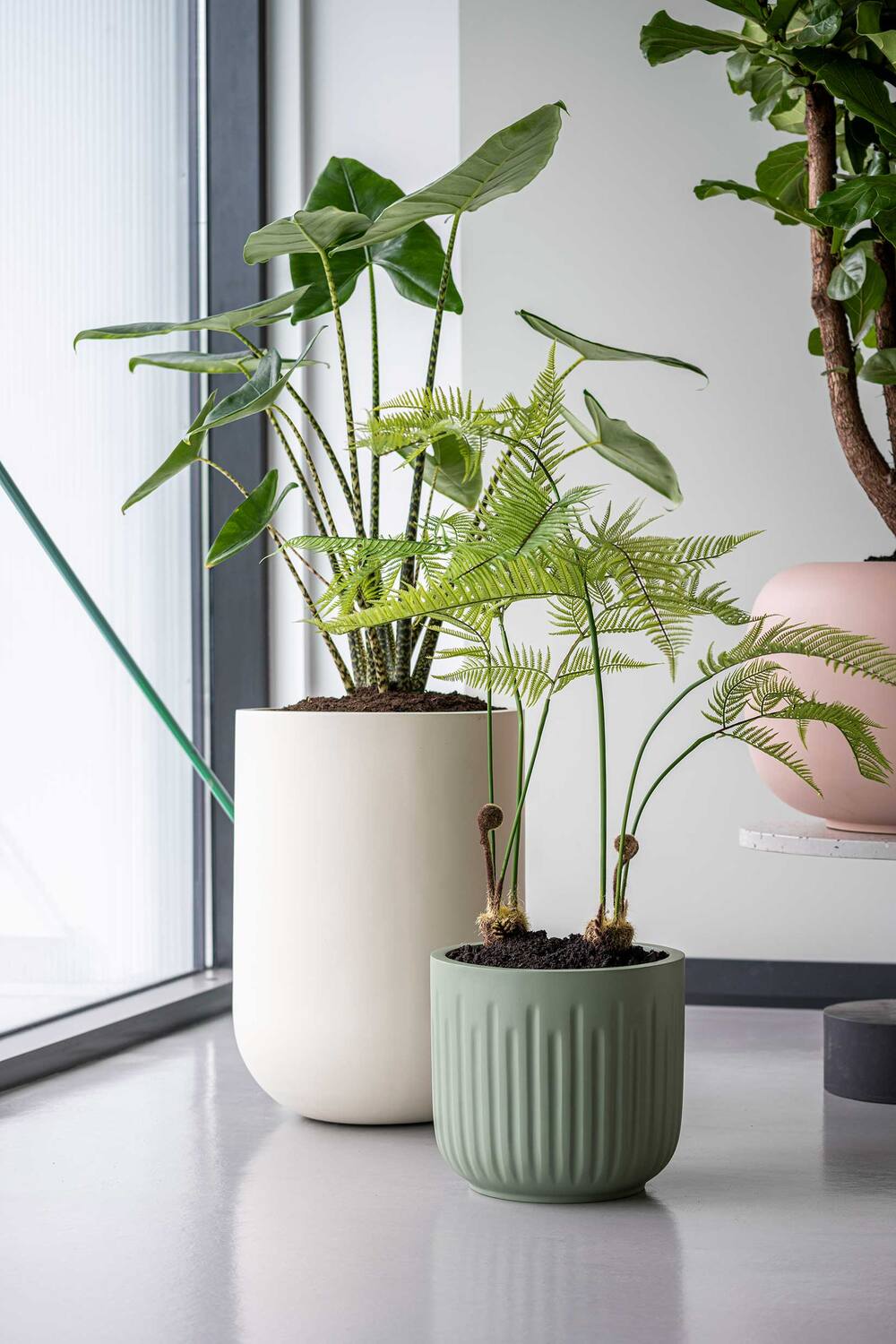 
Vaso per fiori di alta qualità per interni/esterni „Elemental Zenith“ - Bianco setoso / Ø 42,5 x Altezza 60 cm