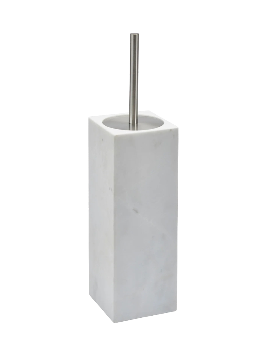 
Designer Toilet Brush Holder "Hammam" in Marble, White
