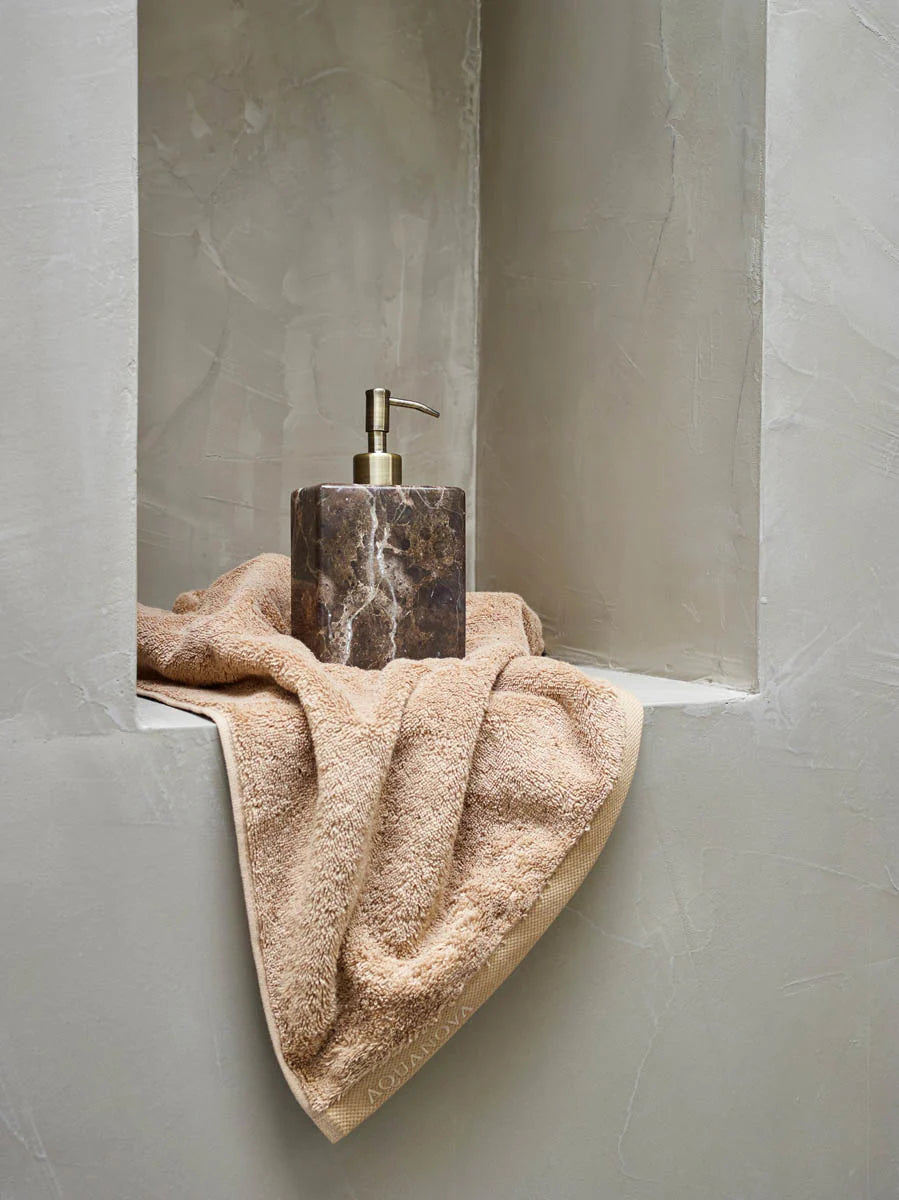 
Grand distributeur de savon design « Hammam » en marbre, marron