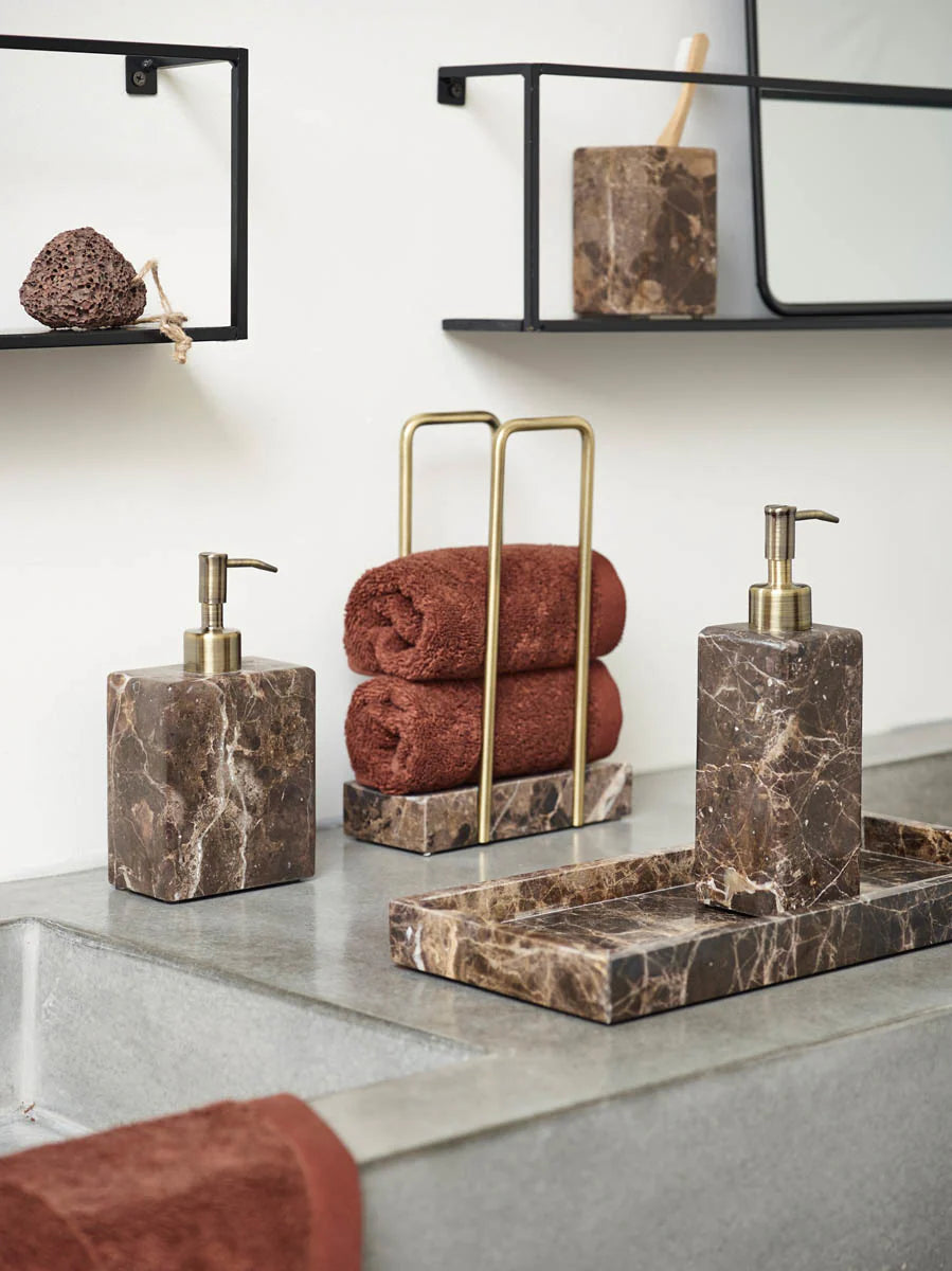 
Distributeur de savon design « Hammam » en marbre, marron