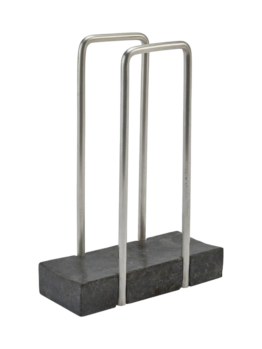 
Designer Guest Towel Holder "Hammam" in Marble, Dark Grey