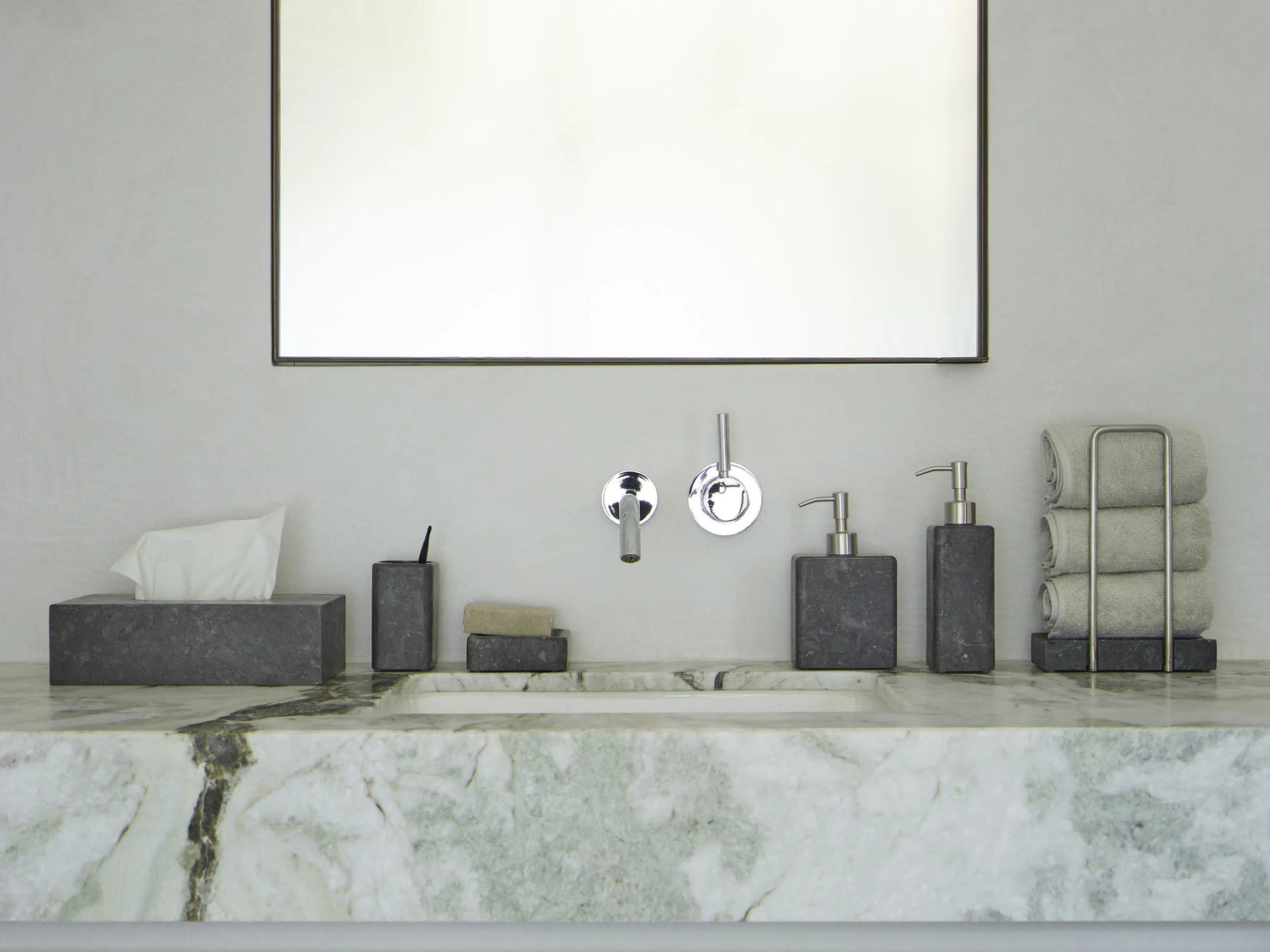 
"Hammam" Marble Soap Dish, Dark Grey