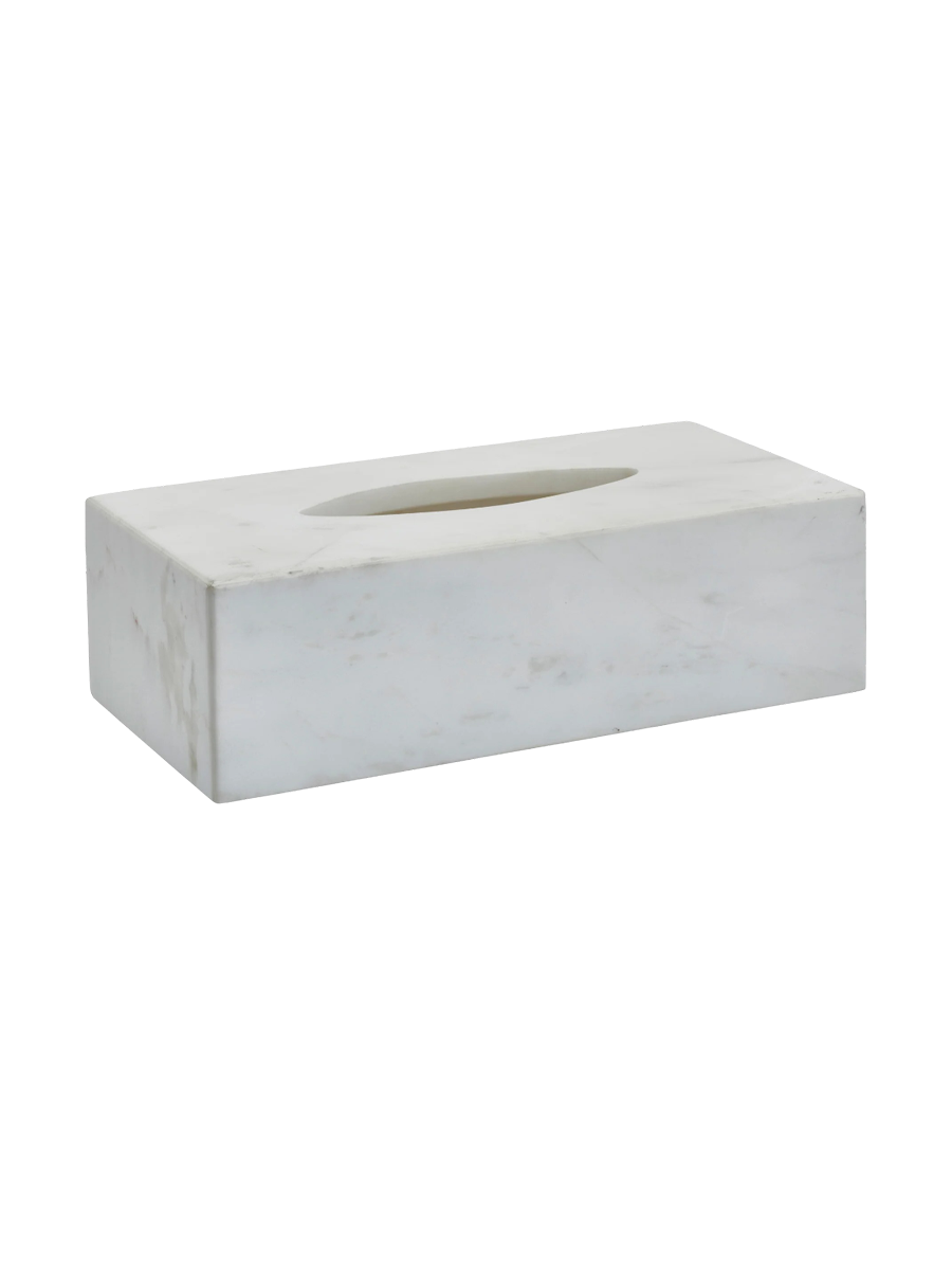 
Designer Marble Tissue Box "Hammam", White