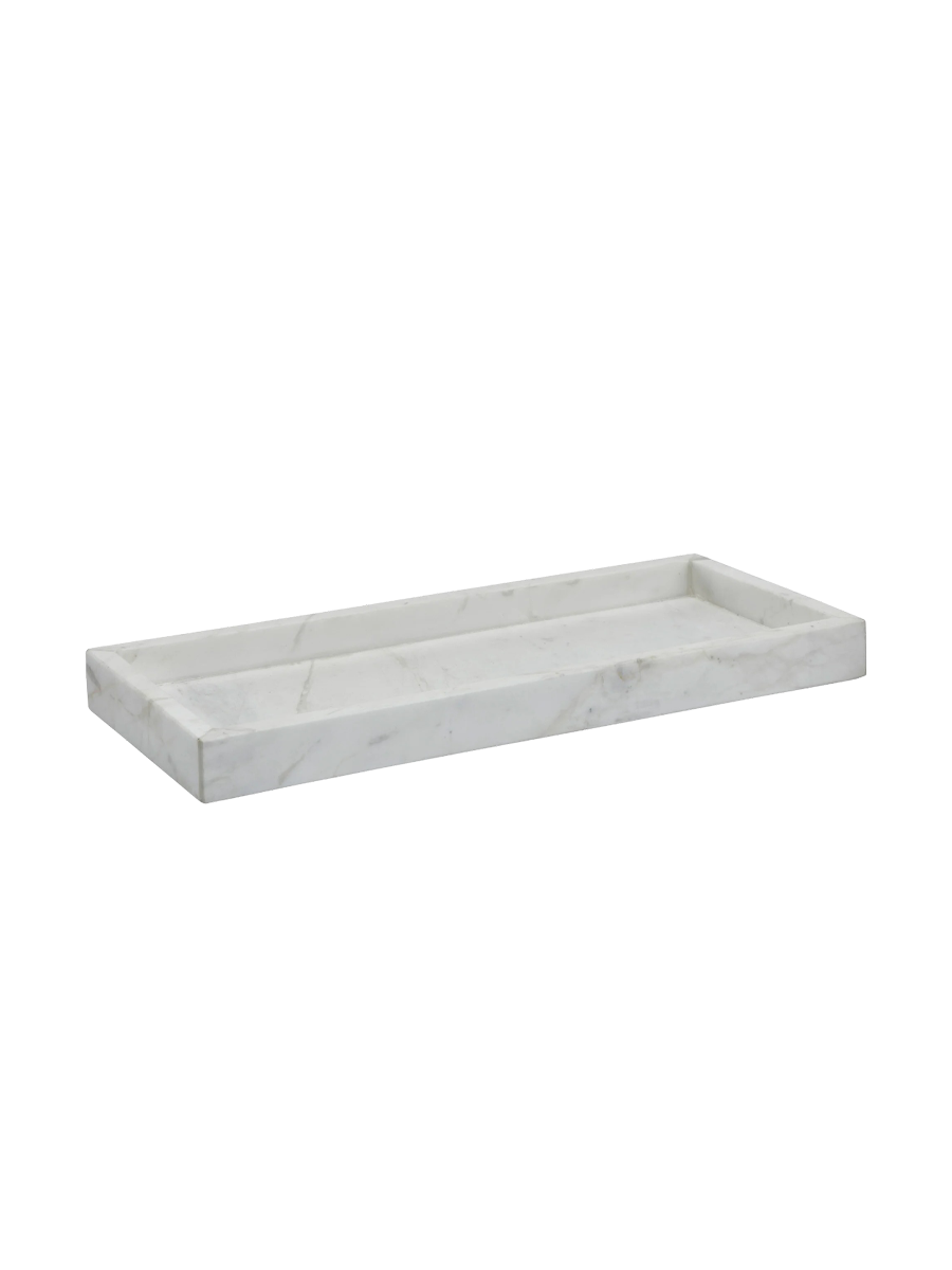 
Rectangular marble bathroom tray "Hammam", white