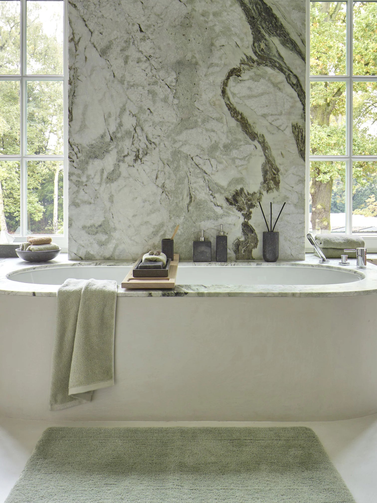 
Rectangular Dark Gray Marble Bathroom Tray "Hammam"