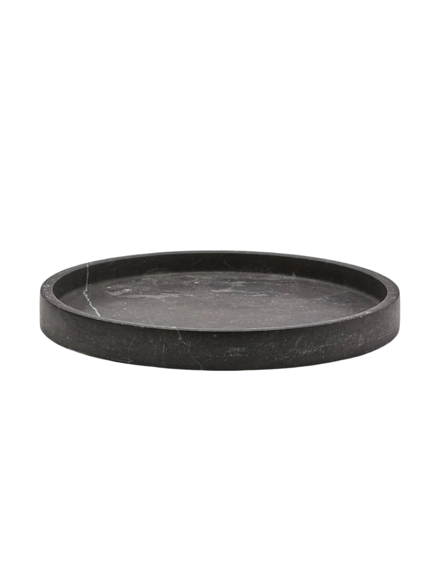 
Round Design Bathroom Tray "Hammam" made of Marble Ø 30 cm, Dark Grey