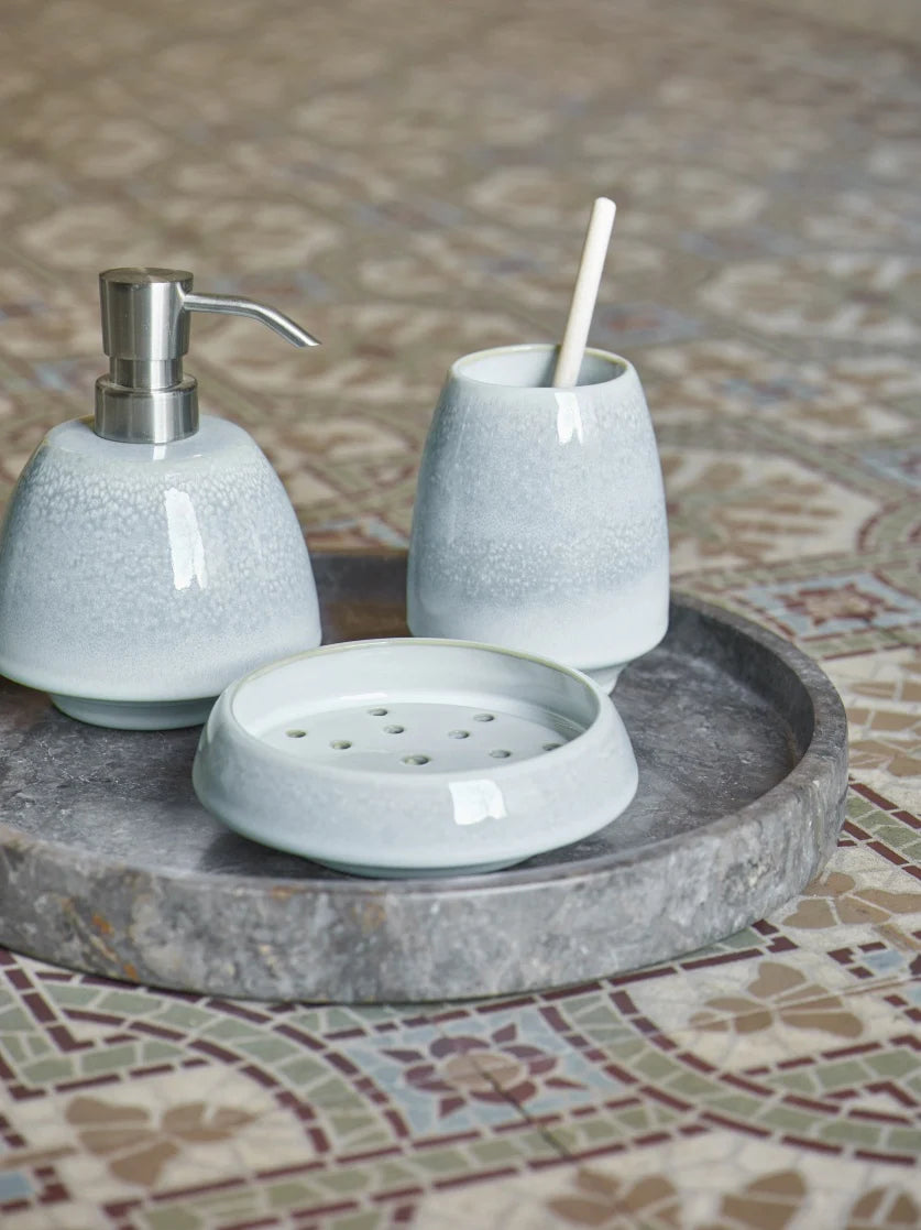 
Round Design Bathroom Tray "Hammam" made of Marble Ø 30 cm, Dark Grey