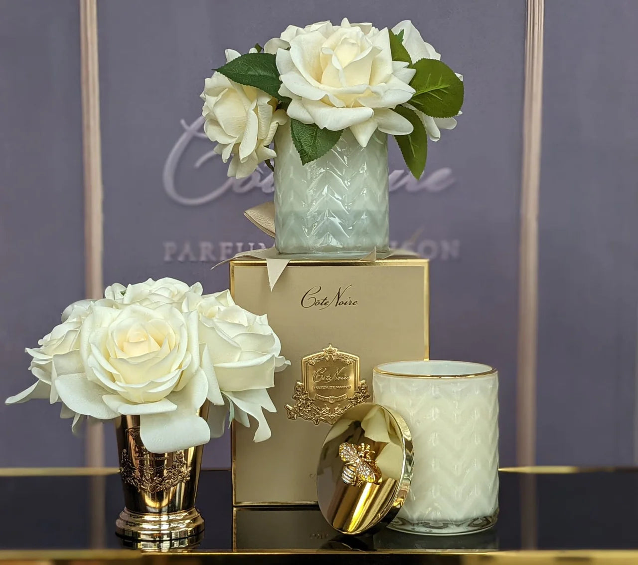 
Diffuseur de parfum d'ambiance de luxe « Herringbone Flower » - Crème, Champagne