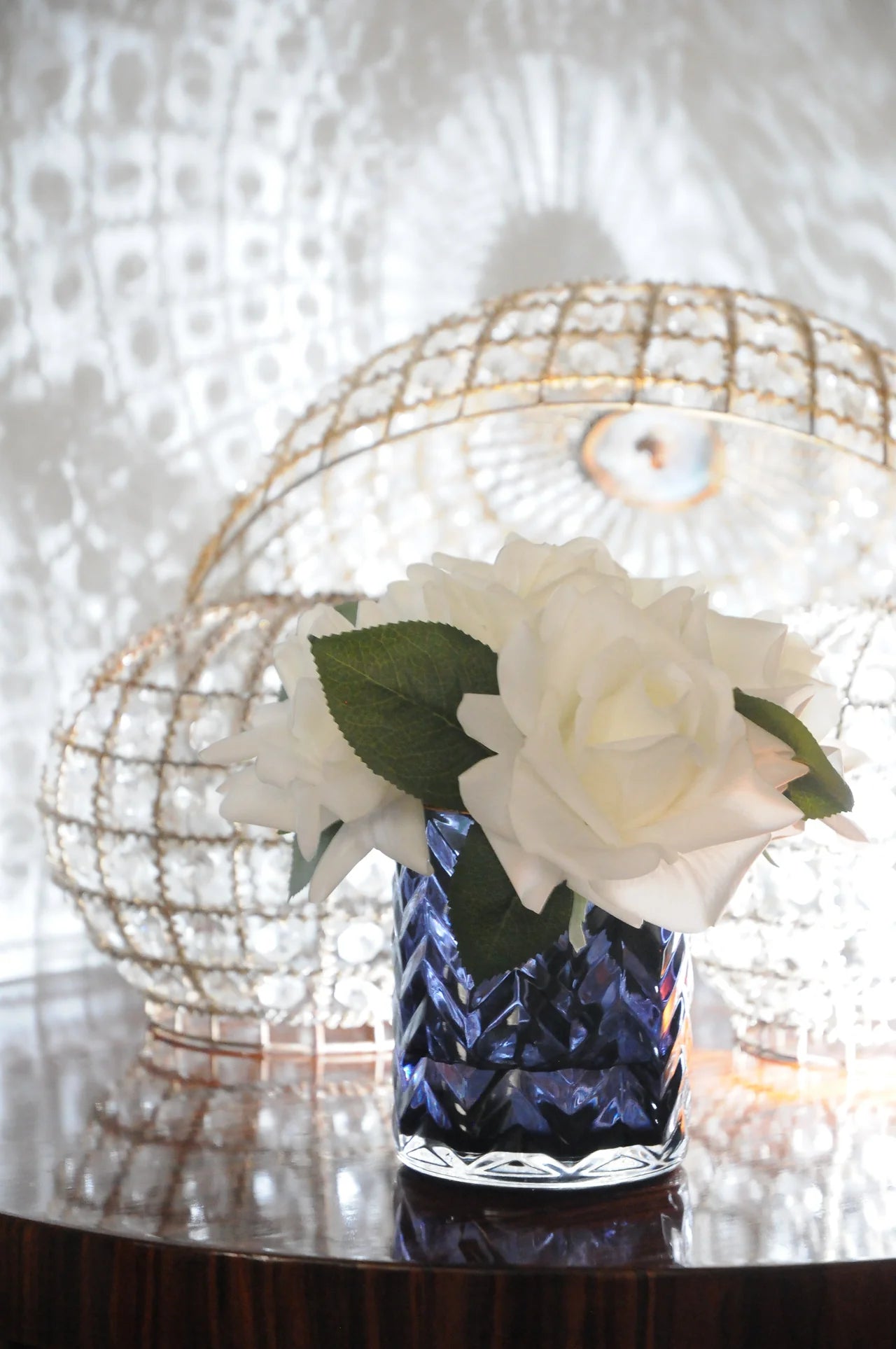 
Diffuseur de parfum d'ambiance de luxe « Herringbone Flower » - Bleu, Blanc