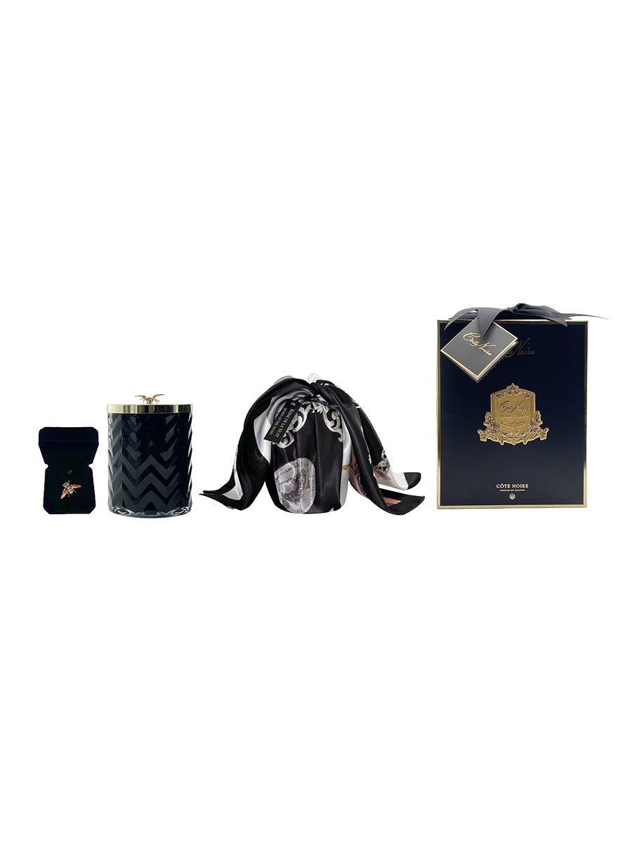 
Coffret cadeau de luxe « Herringbone Black & Gold », durée de combustion 100 heures